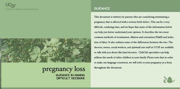 UCSF Pregnancy Loss brochure